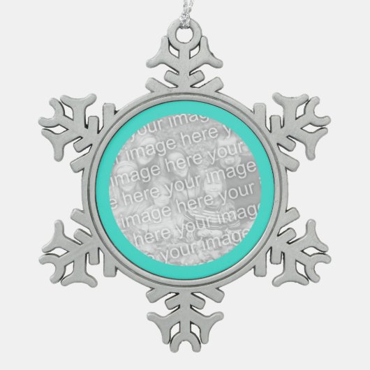 Ronde Turquoise Border Tin Sneeuwvlok Ornament (Voorkant)
