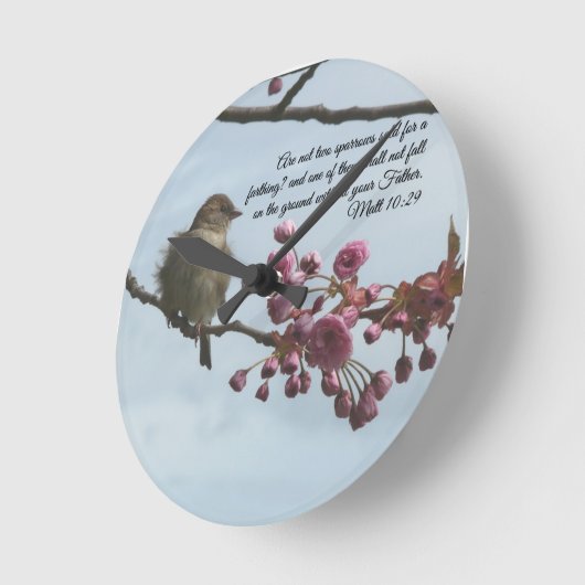 Ronde tweekleurige Matt 10:29 wandklok (Hoek)