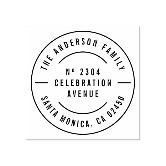 Ronde Typografie Aangepaste familienaam Retouradre Rubberstempel (Afrduk)