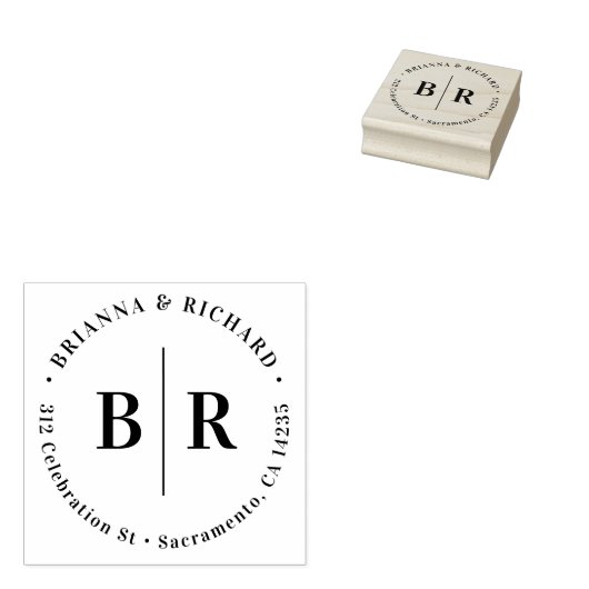 Ronde Typografie & het Initiaal van de BandTerugke Rubberstempel (Gestempeld)