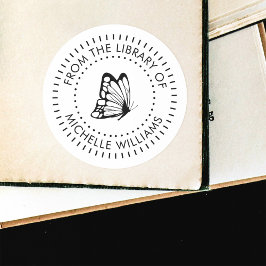 Ronde Typografie Vlinder Persoonlijke Bibliotheek  Ronde Sticker