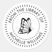 Ronde Typografie Vlinder Persoonlijke Bibliotheek Sticker (Voorkant)