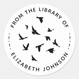 Ronde typografie Vogels Van De Bibliotheek Van Sticker
