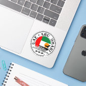 Ronde UAE Abu Dhabi Flag Seal Sticker – Perfect (Laptop met iPhone)