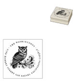 Ronde  Uil Familienaam Retouradres Rubberstempel (Gestempeld)
