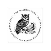 Ronde  Uil Familienaam Retouradres Rubberstempel (Afrduk)