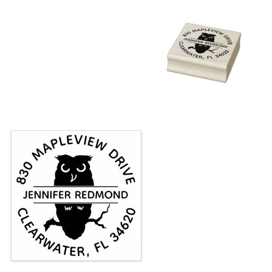 Ronde Uil Lover's retouradres Rubberen stempel (Gestempeld)