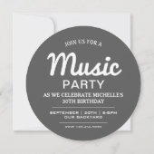 Ronde uitnodiging voor muziekvoorspreker van Birth (Achterkant)