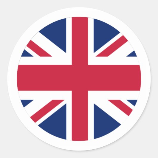 Ronde Union Jack Sticker Met Witte Rand (Voorkant)