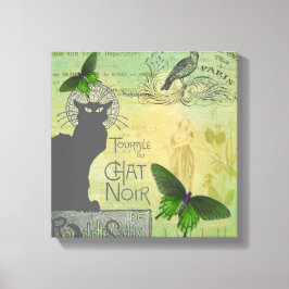 Ronde van Chat Noir Collage in Parijs Canvas Afdruk