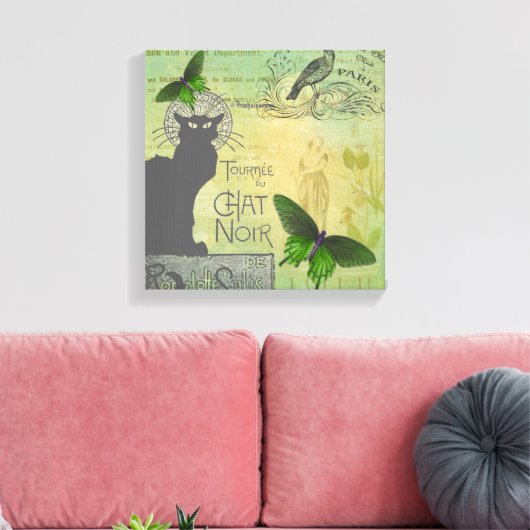  Ronde van Chat Noir Collage in Parijs Canvas Afdruk (Insitu (Woonkamer))