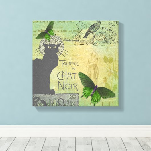 Ronde van Chat Noir Collage in Parijs Canvas Afdruk (Insitu (Houten vloer))