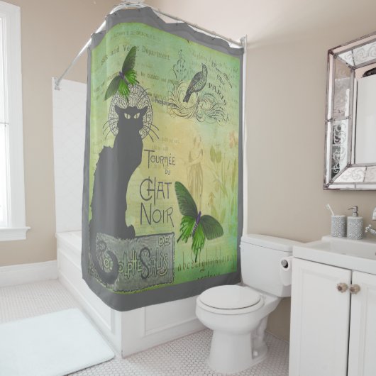  Ronde van Chat Noir Collage in Parijs Douchegordijn (In situ)
