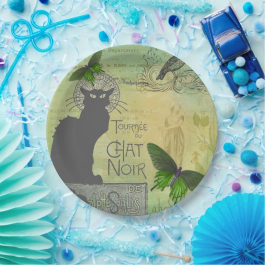  Ronde van Chat Noir Collage in Parijs Papieren Bordje (Feest)