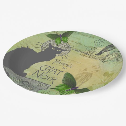  Ronde van Chat Noir Collage in Parijs Papieren Bordje (Gekanteld)