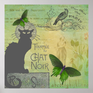 Ronde van Chat Noir Collage in Parijs Poster
