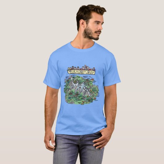 Ronde van de Mont Blanc-cartoon - T-shirt met basi (Voorkant volledig)
