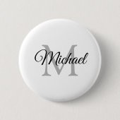 Ronde van Monogram Naam witte Sjabloon aanpassen Button 5,7 Cm (Voorkant)