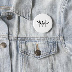 Ronde van Monogram Naam witte Sjabloon aanpassen Button 5,7 Cm