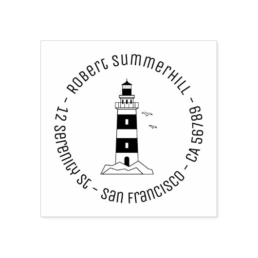 Ronde van Nautical Zee Lighthouse Rubberstempel (Afrduk)