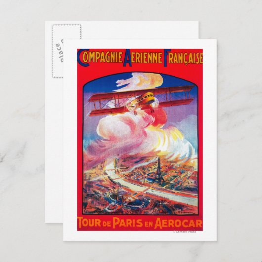 Ronde van Parijs, Frankrijk in Aerocar PosterEurop Briefkaart (Voorkant / Achterkant)