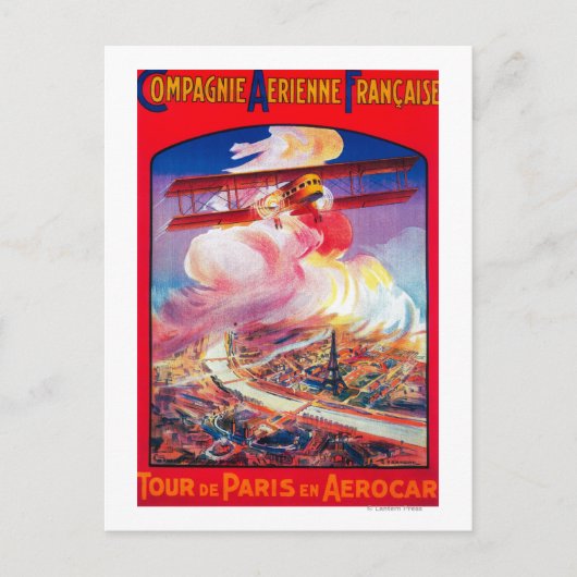 Ronde van Parijs, Frankrijk in Aerocar PosterEurop Briefkaart (Voorkant)