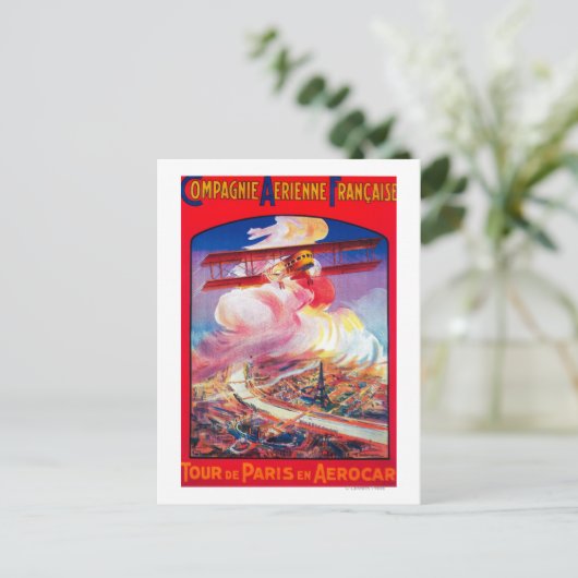 Ronde van Parijs, Frankrijk in Aerocar PosterEurop Briefkaart (Staand voorkant)