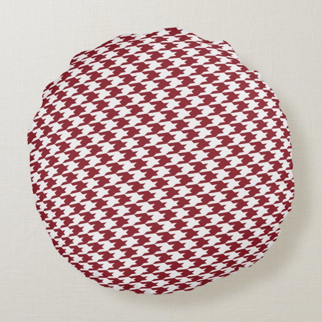 Ronde van Red Houndstooth Pattern Rond Kussen (Achterkant)