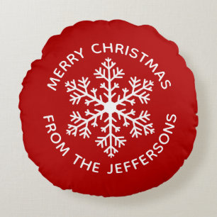 Ronde van Red Snowflake Rond Kussen