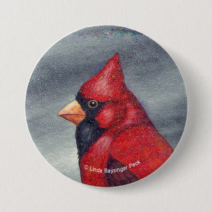 Ronde van rode kardinaal button 7,6 cm