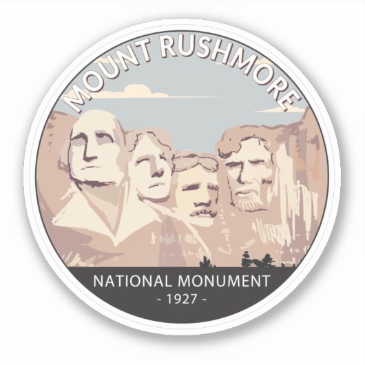 Ronde van Rushmore National Monument Retro Sticker (Voorkant)