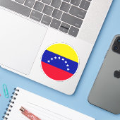 Ronde Venezolaanse vlag Sticker (Laptop met iPhone)
