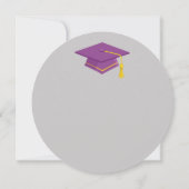 Ronde viering het Afstuderen Paarse Pet uitnodigen Kaart (Achterkant)