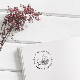 Ronde Vintage Boeken Aangepast Van De Bibliotheek  Rubberstempel