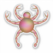 Ronde vleeskleurige krab sticker (Voorkant)