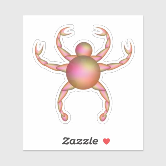 Ronde vleeskleurige krab sticker (Vel)