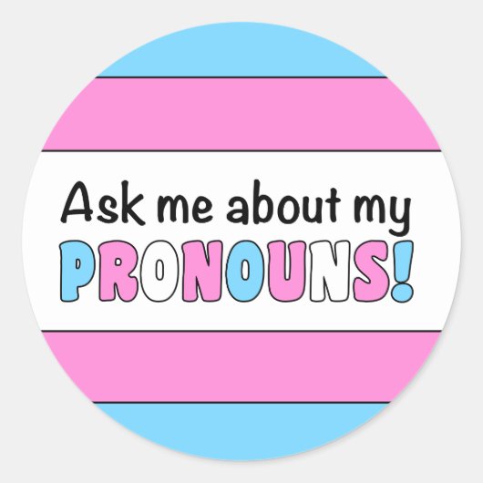 Ronde voornaamwoorden Sticker (Trans Pride) (Voorkant)