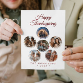 Ronde vorm Collage 6 foto Happy Thanksgiving Hol Feestdagenkaart