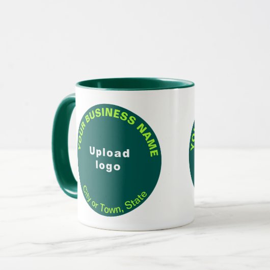 Ronde vormgeving bedrijfsmerk op Hunter Green Comb Mok (Voorkant links)