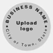 Ronde vormgeving voor zakelijk merk op grijze Stic Ronde Sticker (Voorkant)