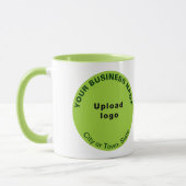 Ronde vormgeving voor zakelijk merk op lichte groe mok (Links)