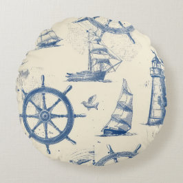 Ronde-vormige Gingerbread Cookie met Marine Eleme Rond Kussen