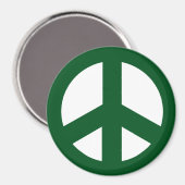 Ronde Vredesteken Magneet, Groen op Wit Magneet (Voorkant / Achterkant)