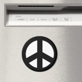 Ronde Vredesteken Magneet, Zwart op Wit Magneet (Insitu (Vaatwasser))
