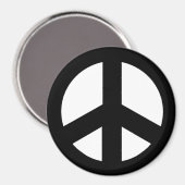 Ronde Vredesteken Magneet, Zwart op Wit Magneet (Voorkant / Achterkant)