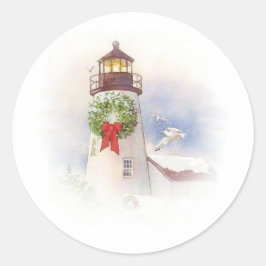 Ronde Vuurtoren Kerst sticker