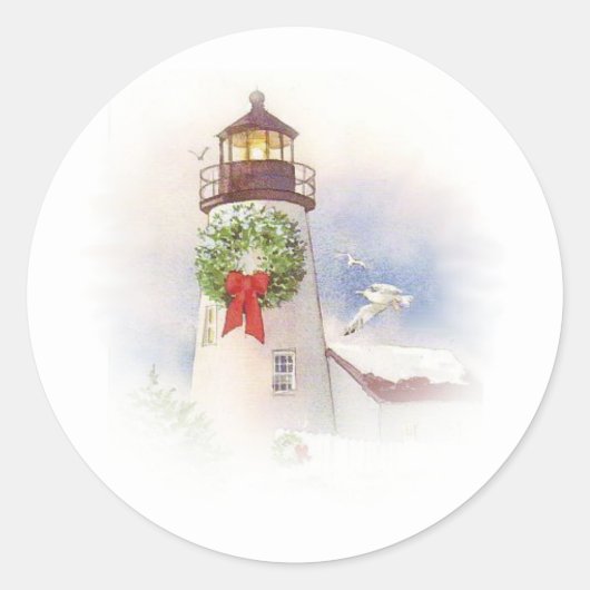 Ronde Vuurtoren Kerst sticker (Voorkant)