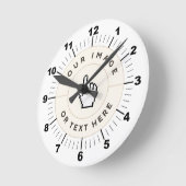 Ronde wandklok 8" - Aangepast (voeg afbeelding/tek (Hoek)