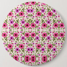 Ronde wandklok met een levendig bloemmotief