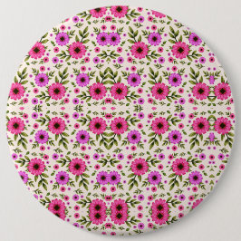 Ronde wandklok met een levendig bloemmotief button 6,0 cm